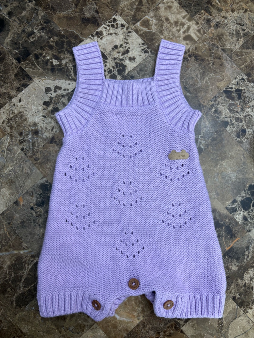 Souris mini Lilac Knit Sleeveless romper Vest 0-3 months